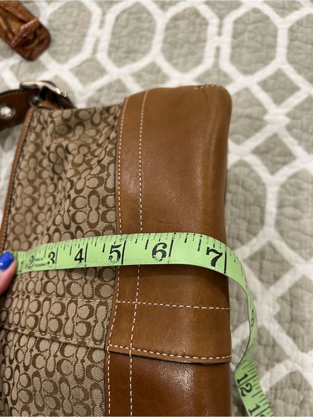 Coach Brown Signature Canvas Shoulder Bag with Leather Tassel - Picture 7 of 9